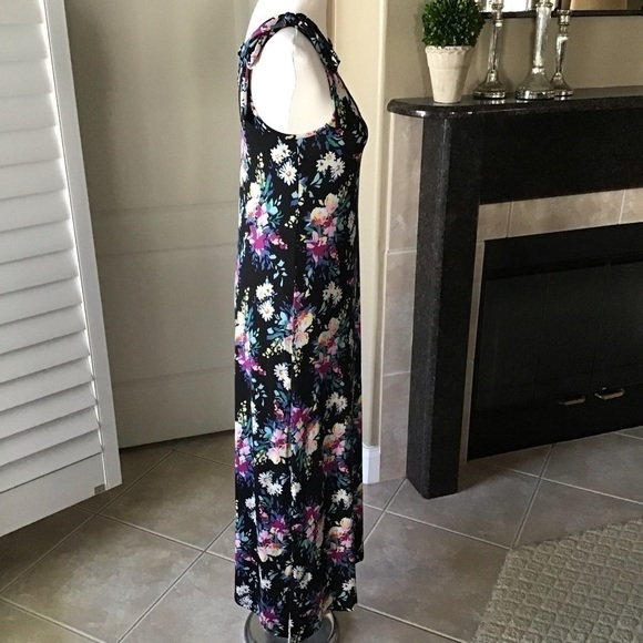 Floral Maxi Sundress Junior SMALL Sleeveless Shoulder Tie Stretch Poof New York - Picture 5 of 16